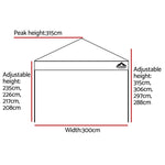 3x3m Pop Up Gazebo Marquee - Outdoor Canopy Shade Blue