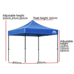 3x3m Pop Up Gazebo Marquee - Outdoor Canopy Shade Blue