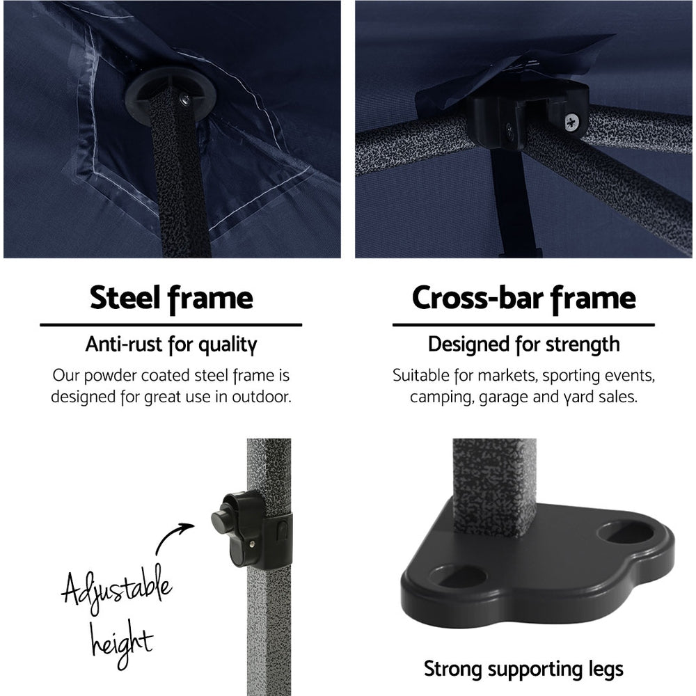 Pop Up 3X3M Folding Tent - Navy