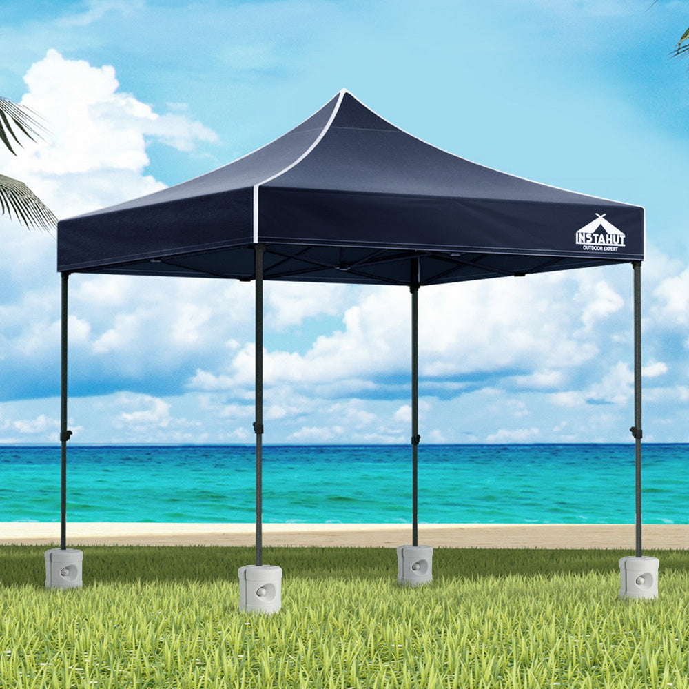 Instahut Gazebo Pop Up 3x3m w/Base Podx4 Marquee Folding Outdoor Wedding Camping Tent Shade Canopy White