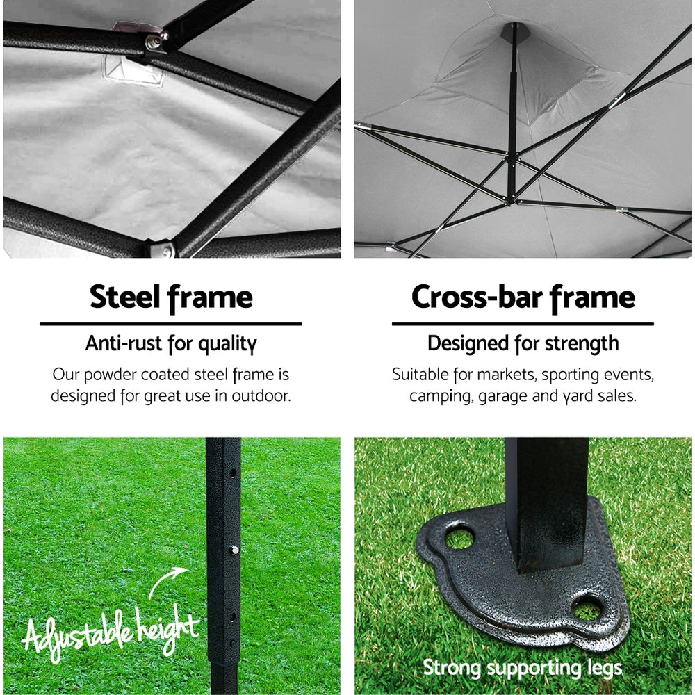 Instahut Gazebo Pop Up Marquee 3X3 Outdoor Wedding Base Pod Kit
