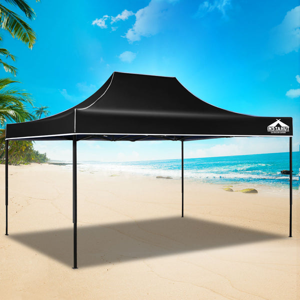  Instahut Gazebo Pop Up Marquee 3x4.5m Outdoor Tent Folding Wedding Gazebos Black