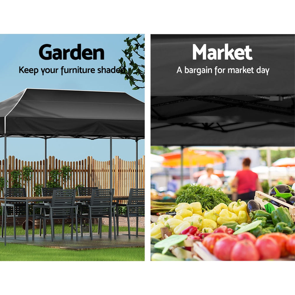 Pop Up 3X6M Folding Tent - Black