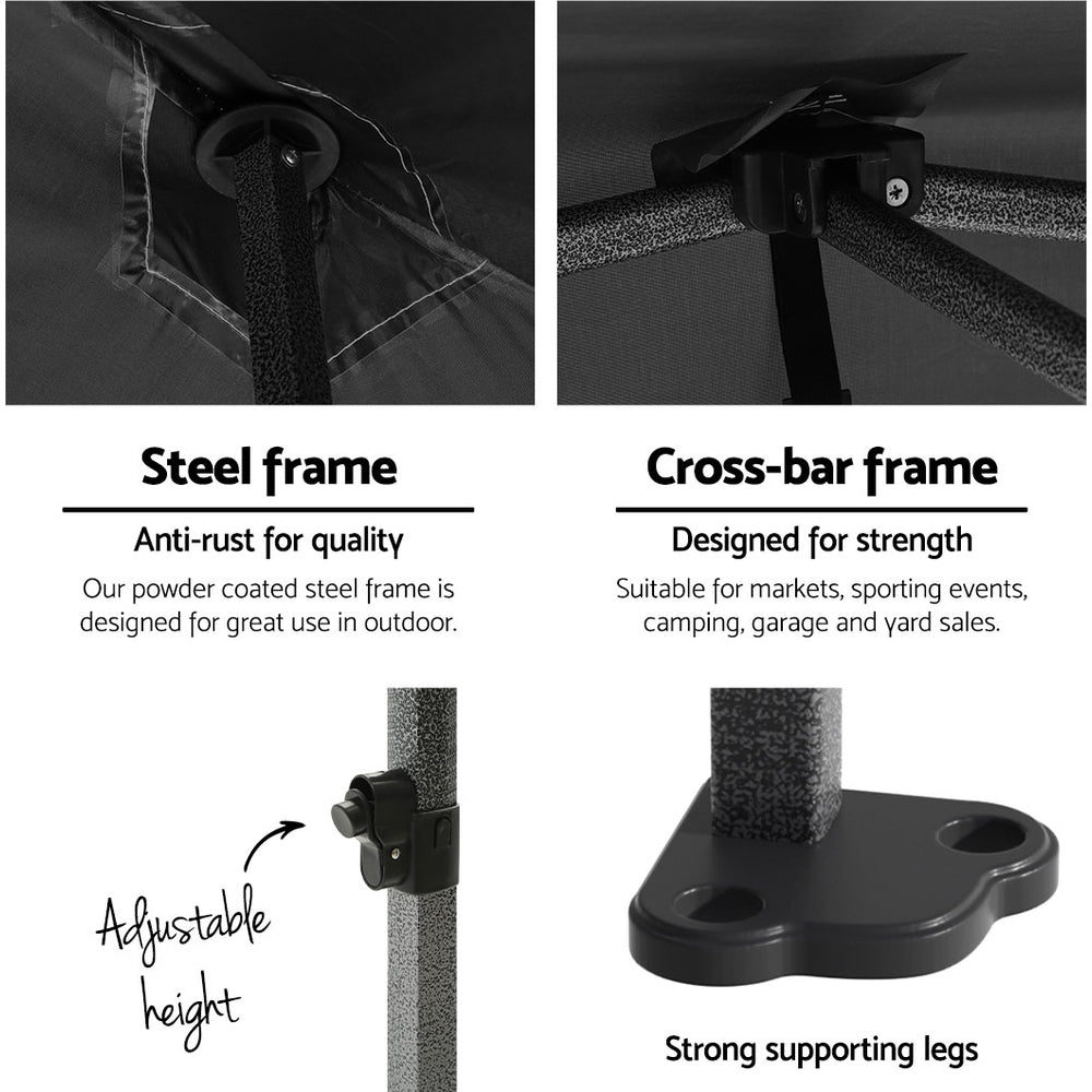 Pop Up 3X6M Folding Tent - Black