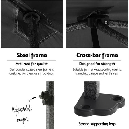 Pop Up 3X6M Folding Tent - Black