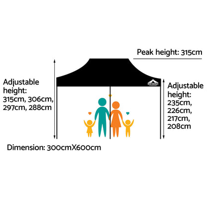Pop Up 3X6M W/Base Podx4 - Black