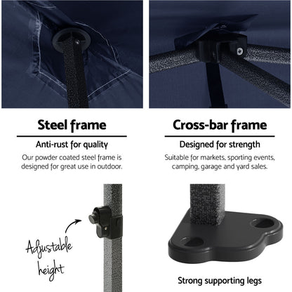 Pop Up 3X6M Folding Tent - Navy