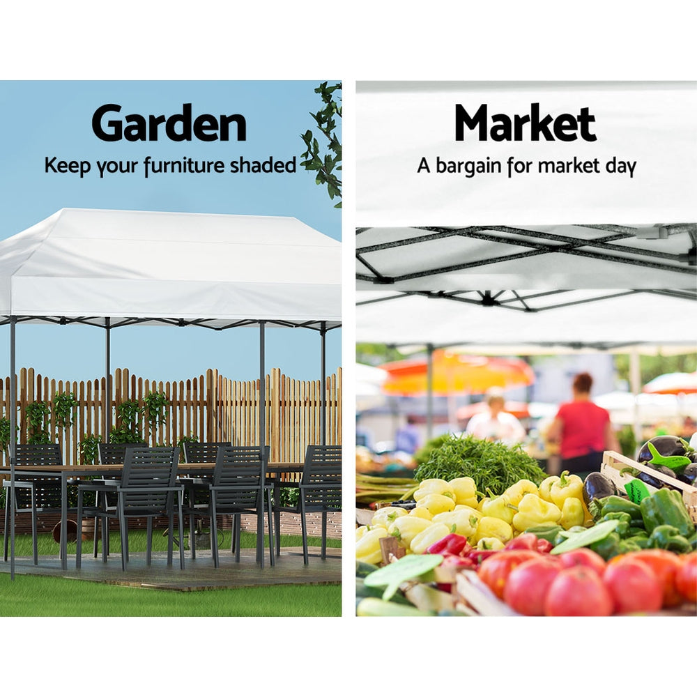 Pop Up 3X6M Folding Tent - White