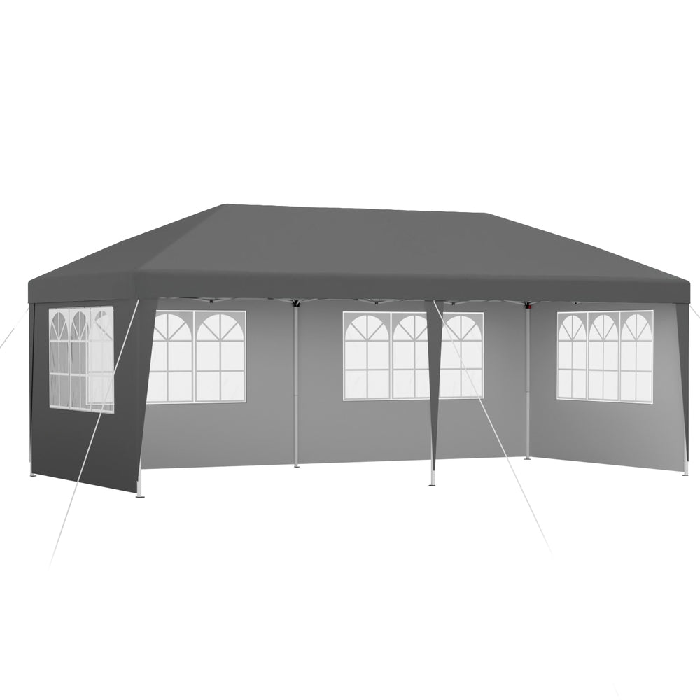 Gazebo 3x6m Pop Up Marquee Wedding Party Outdoor Camping Canopy Grey