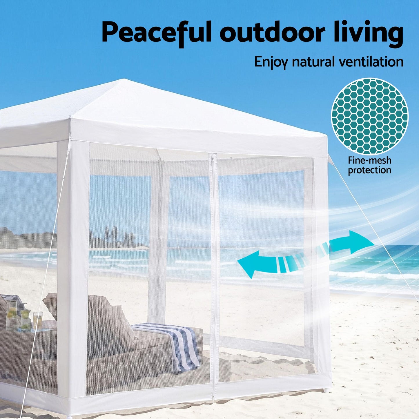 2x2m Gazebo Marquee Mesh Wall Navy | HomeAndLiving - 5