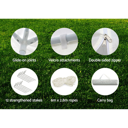 Gazebo Outdoor Marquee Wedding Gazebos Party Tent Camping White 3X6M