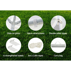 Gazebo Outdoor Marquee Wedding Gazebos Party Tent Camping White 3X6M