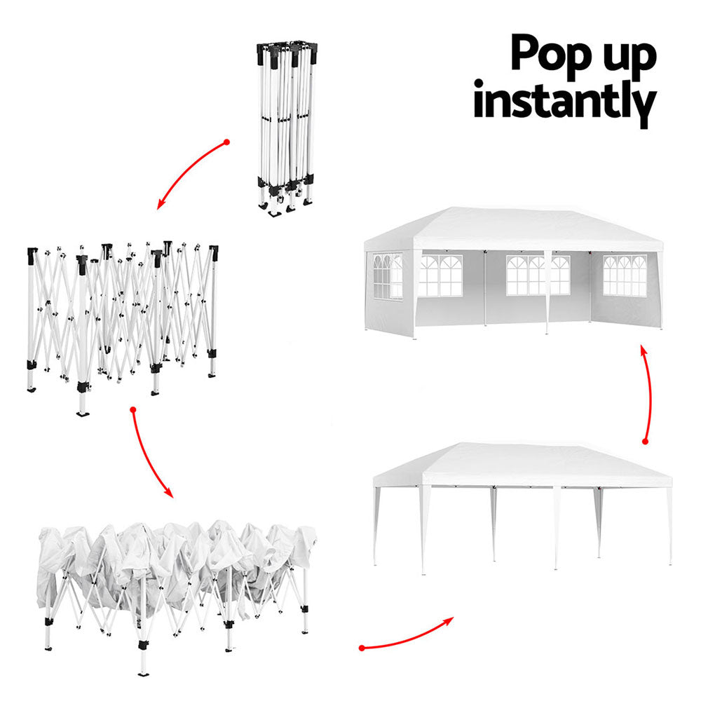 Gazebo Pop Up Marquee 3x6m Wedding Party Outdoor Tent White