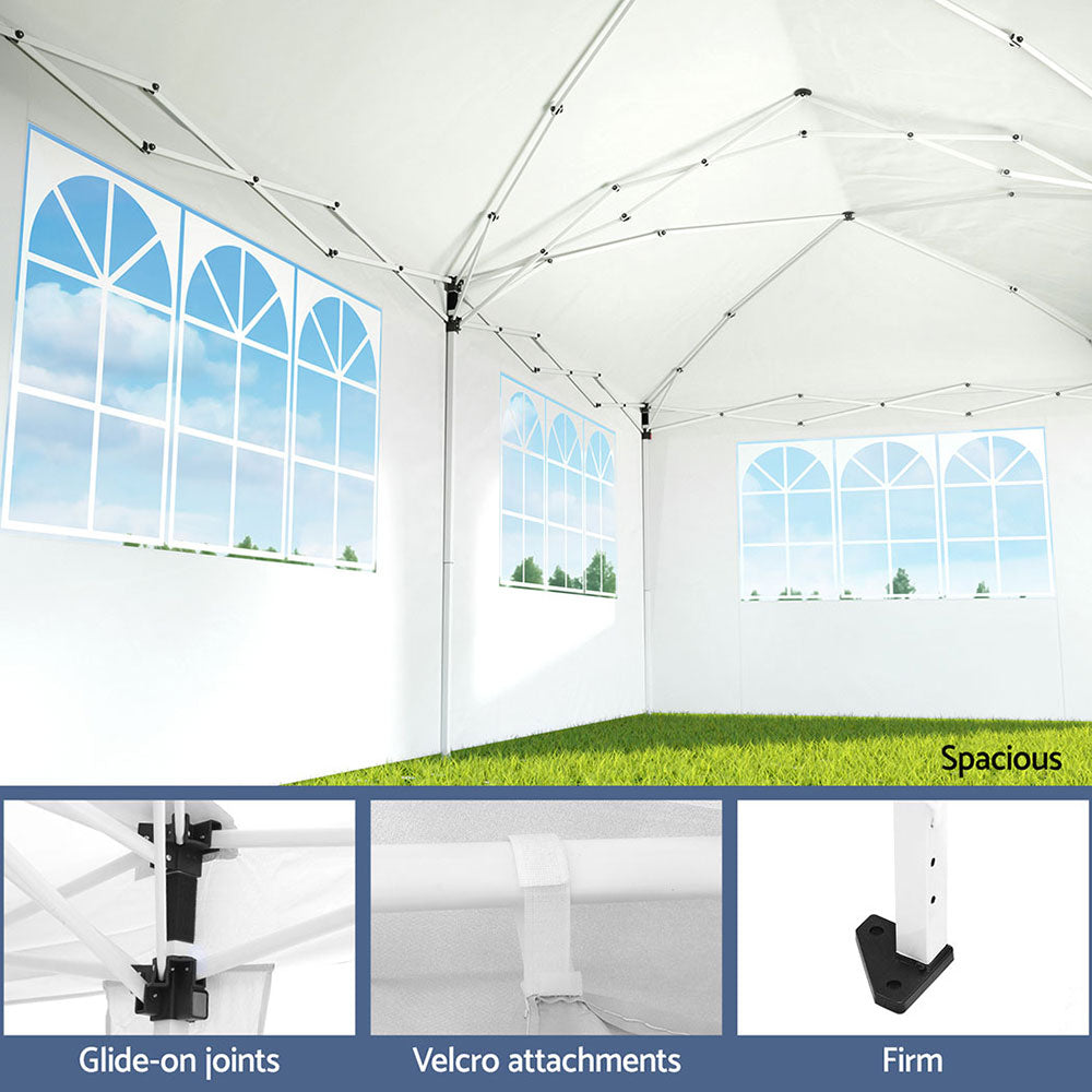 Gazebo Pop Up Marquee 3x6m Wedding Party Outdoor Tent White