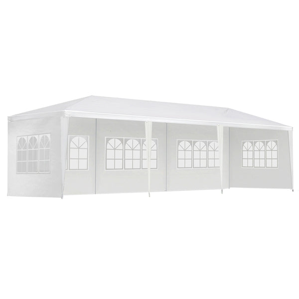  Gazebo 3x9m Marquee Wedding Party Tent Outdoor Camping Side Wall Canopy 5 Panel White
