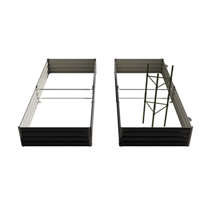4x Garden Bed 210x90x30cm LED Plant Stand Box Galvanise