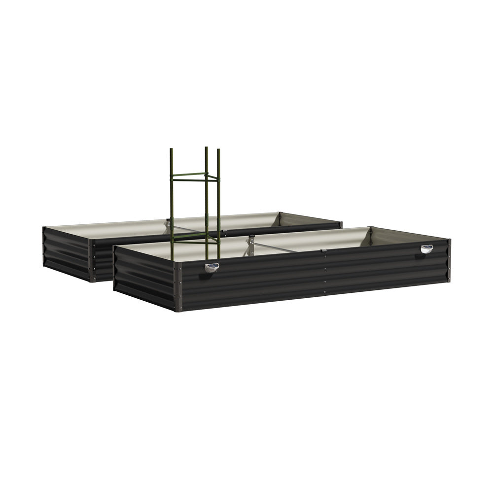 4x Garden Bed 210x90x30cm LED Plant Stand Box Galvanise