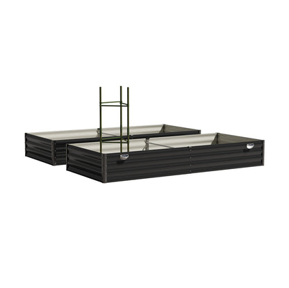 4x Garden Bed 210x90x30cm LED Plant Stand Box Galvanise