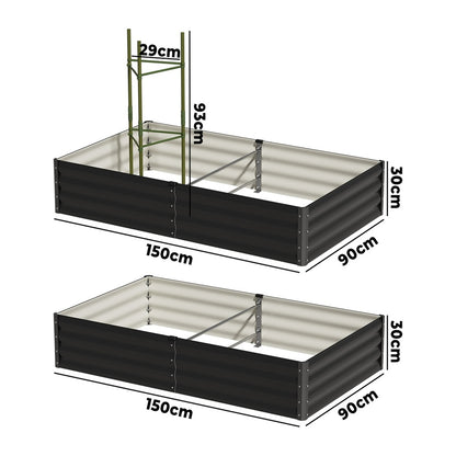 2x Garden Bed 290x90x30cm Planter Stand Box Galvanise