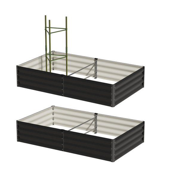  2x Garden Bed 290x90x30cm Galvanised Steel Raised Planter Box for Backyard