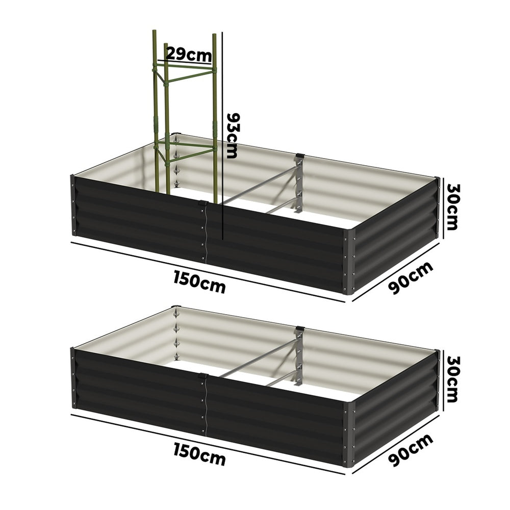 Garden Bed 290x90x30cm Planter Stand Box Galvanise
