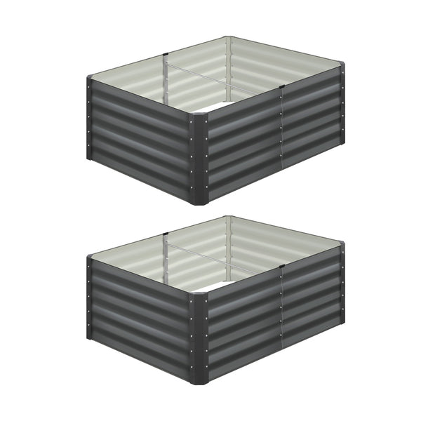  Garden Raised Bed Vegetable Planter Kit x2 Galvanised Steel 120x80x45CM