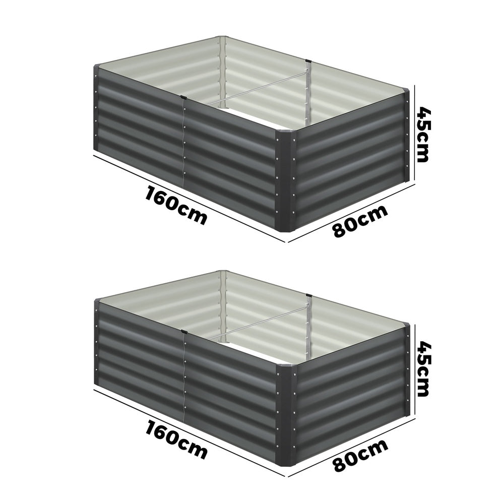 Pack of 4 Heavy-Duty Galvanised Garden Beds – 160x80x45cm