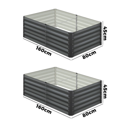 Pack of 4 Heavy-Duty Galvanised Garden Beds – 160x80x45cm