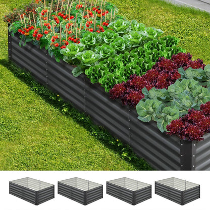 Pack of 4 Heavy-Duty Galvanised Garden Beds – 160x80x45cm