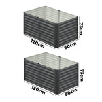 120x80x73cm Garden Bed Galvanised Steel 4pcs