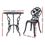 3Pc Outdoor Bistro Set - Rose Black