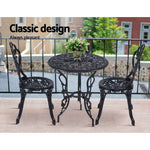 3Pc Outdoor Bistro Set - Rose Black