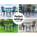 3Pc Outdoor Bistro Set - Rose Black