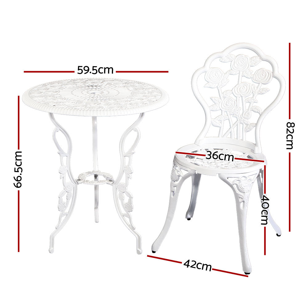 3Pc Outdoor Bistro Set - Rose White
