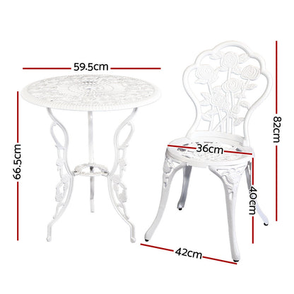 3Pc Outdoor Bistro Set - Rose White