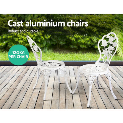 3Pc Outdoor Bistro Set - Rose White