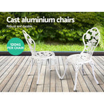 Outdoor Furniture Chairs Table 3pc Aluminium Bistro White