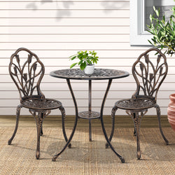 3Pc Outdoor Bistro Set - Tulip Bronze
