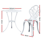 3Pc Outdoor Bistro Set - Tulip White