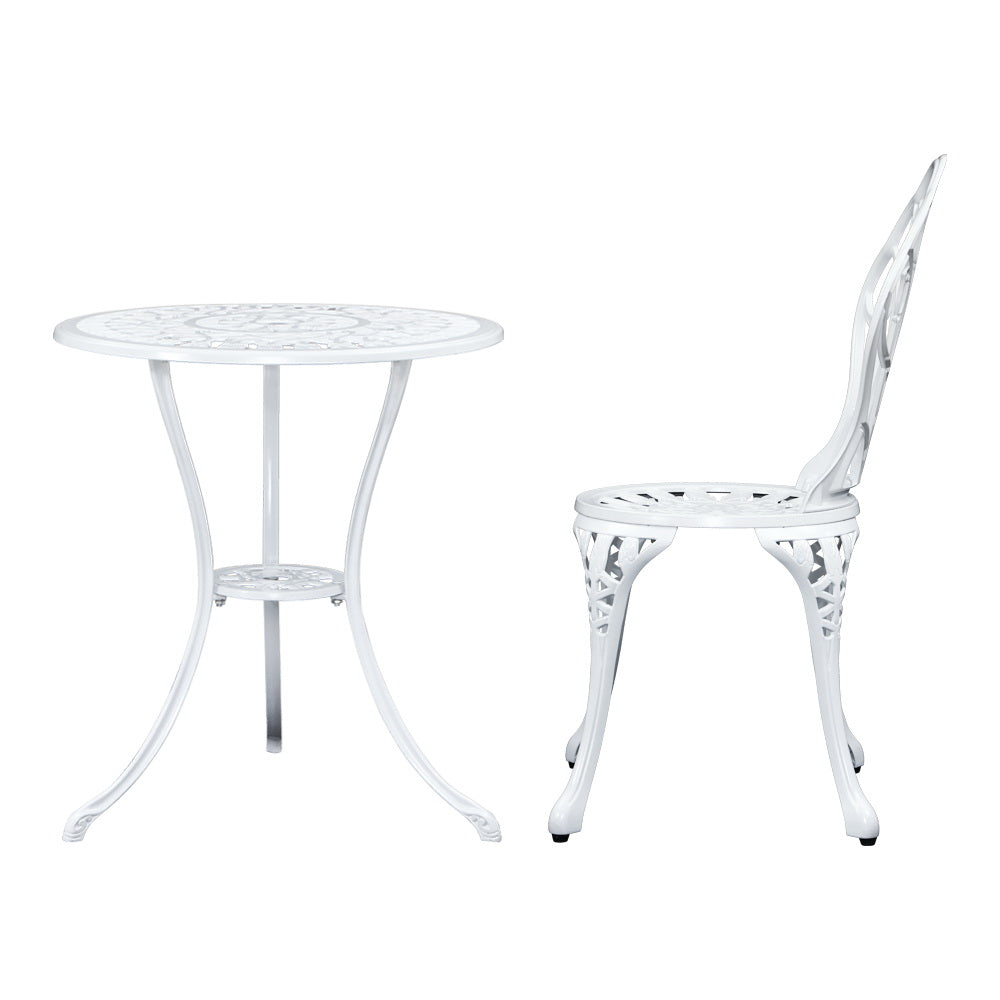 3Pc Outdoor Bistro Set - Tulip White