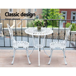 3Pc Outdoor Bistro Set - Tulip White