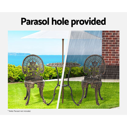 3Pc Patio Bistro Set - Aluminium Bronze