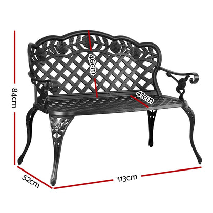 Garden Bench Patio Porch Park Lounge Cast Aluminium Outdoor Furniture