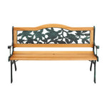 Outdoor Garden Bench Seat 126Cm Wooden Cast Iron 3 Seater Patio Furniture