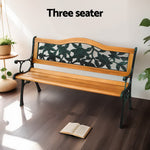 Outdoor Garden Bench Seat 126Cm Wooden Cast Iron 3 Seater Patio Furniture