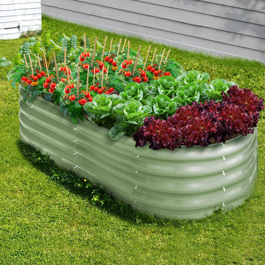 4x Garden Bed 160x80x42cm Planter Box Raised Container Galvanised Green