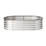 Outdoor Garden Bed Oval Galvanised Steel 160x80x42cm Silver