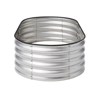 Outdoor Garden Bed Oval Galvanised Steel 160x80x42cm Silver