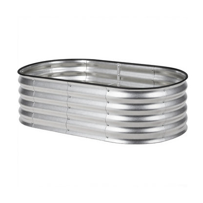 Outdoor Garden Bed Oval Galvanised Steel 160x80x42cm Silver