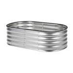 Outdoor Garden Bed Oval Galvanised Steel 160x80x42cm Silver